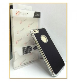 EMAAN - Luxury Diamond Crystal Rhinestone Bling Hard Case Cover For Apple iPhone 6 4.7" - BLACK & SILVER COLOR